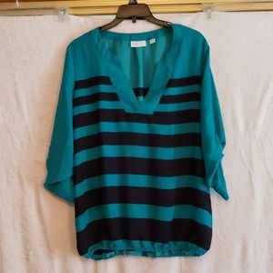 Aqua and blue stripped shirt